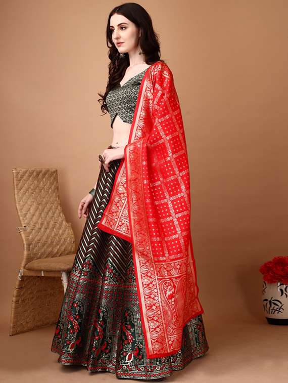 women self design flared unstitched lehenga - 22042140 - Standard Image - 3