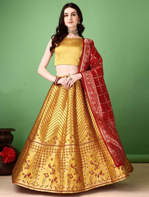 women self design flared unstitched lehenga - 22042141 -  Standard Image - 0
