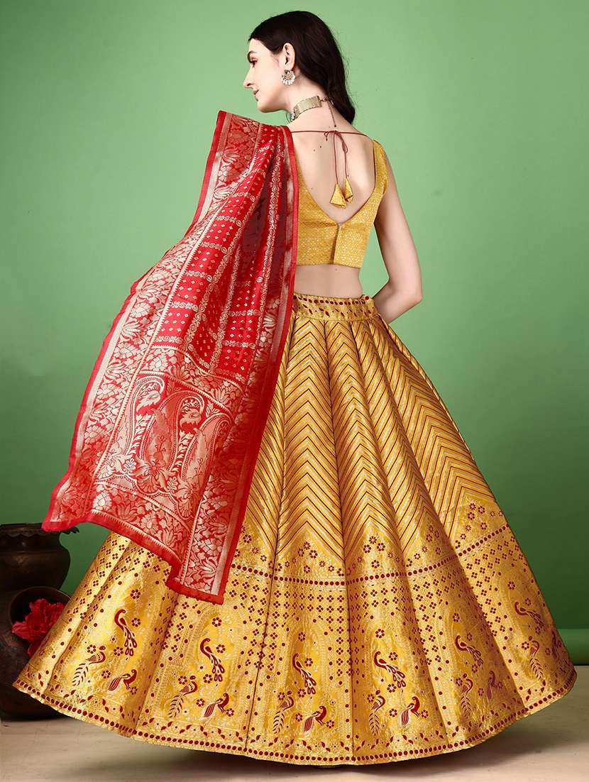 women self design flared unstitched lehenga - 22042141 - Standard Image - 3
