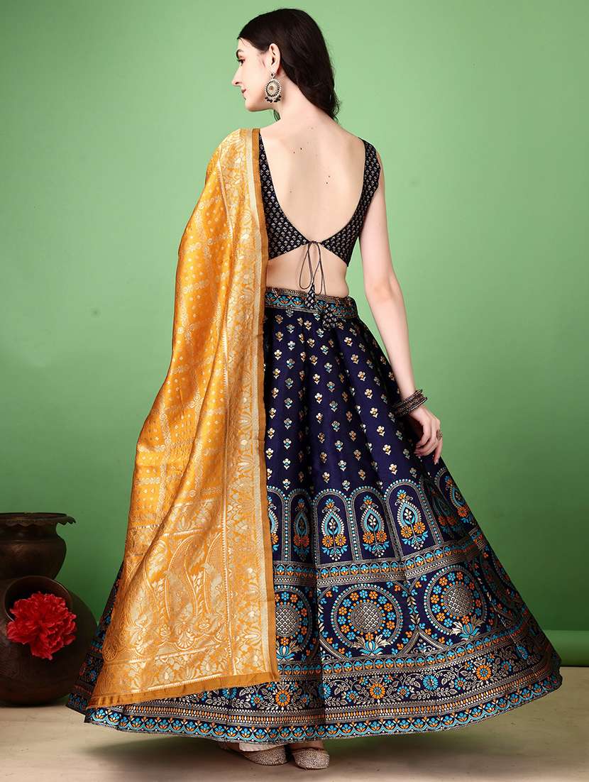 women self design flared unstitched lehenga - 22042144 - Standard Image - 3