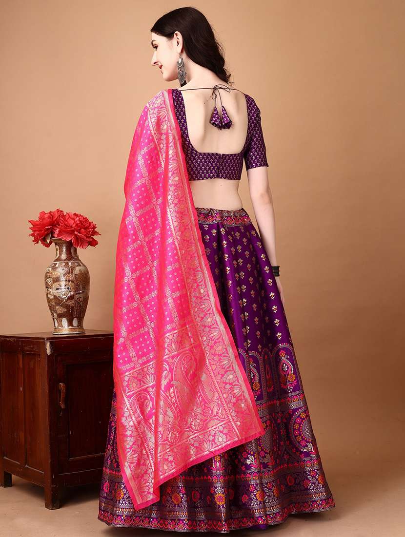 women self design flared unstitched lehenga - 22042145 - Standard Image - 3