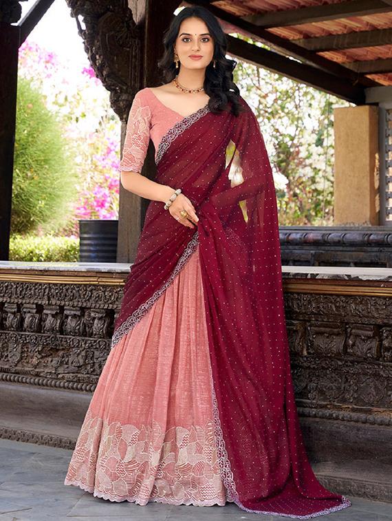 women embroidered flared lehenga choli with duppata set - 22042146 -  Zoom Image - 0