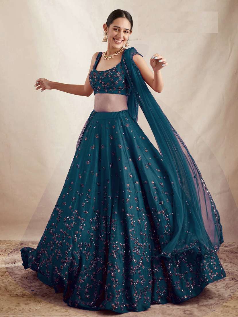women embellished flared lehenga choli with duppata set - 22042153 - Zoom Image - 0