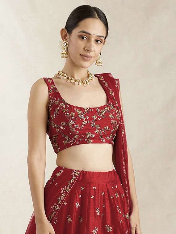 women embroidered flared lehenga choli with duppata set - 22042154 - Standard Image - 3