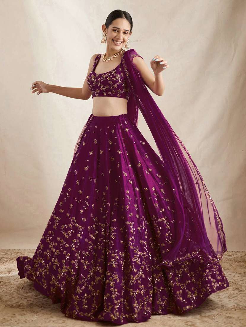 women embroidered flared lehenga choli with duppata set - 22042155 -  Zoom Image - 0
