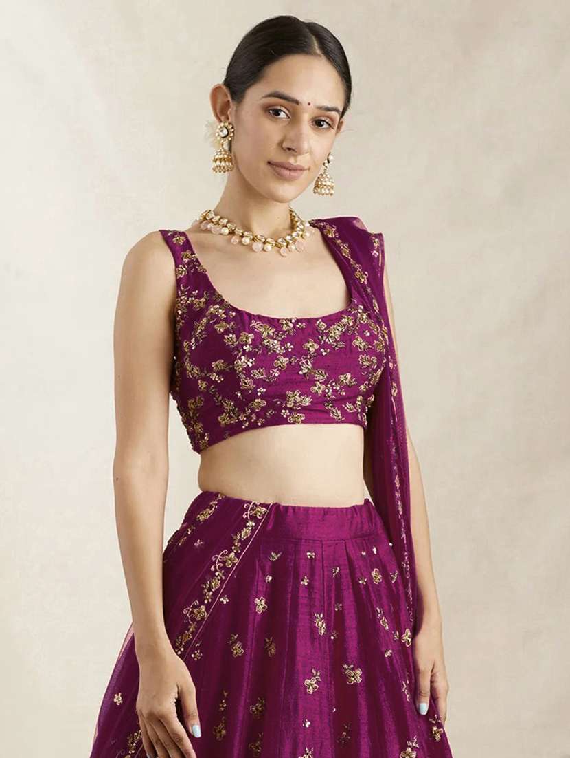 women embroidered flared lehenga choli with duppata set - 22042155 -  Standard Image - 3