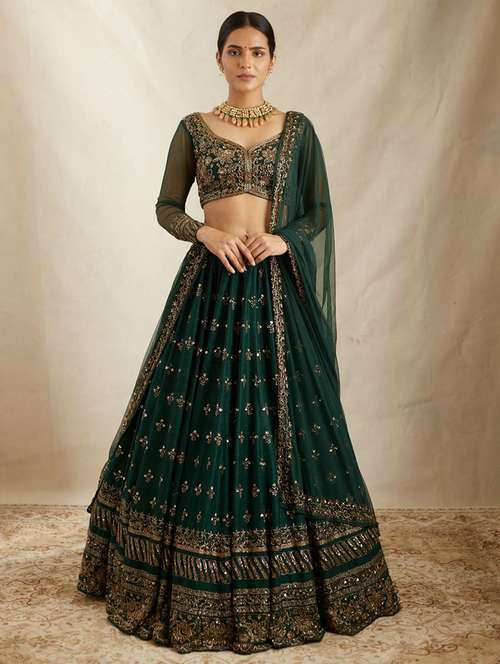 women embroidered flared lehenga choli with duppata set - 22042156 -  Standard Image - 0