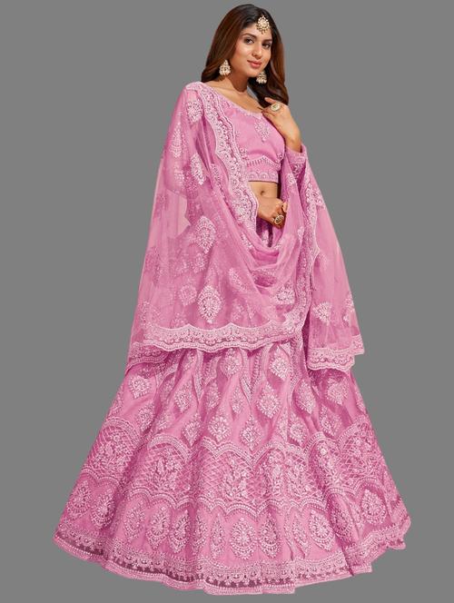 women embroidered flared lehenga choli with duppata set - 22042157 - Standard Image - 0