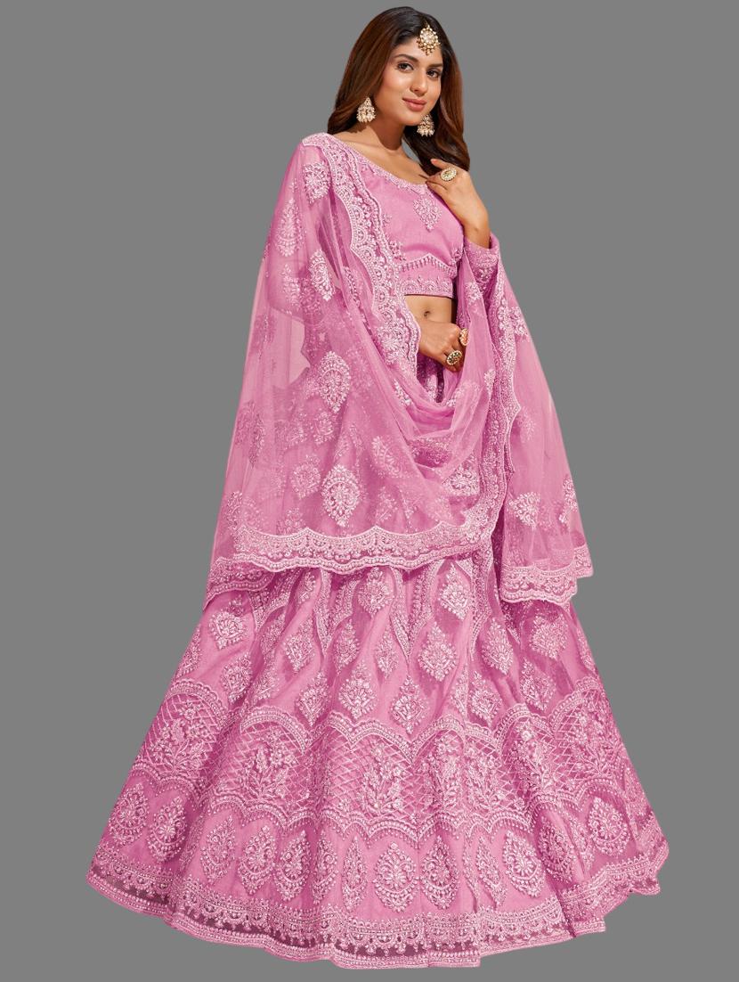 women embroidered flared lehenga choli with duppata set - 22042157 - Zoom Image - 0