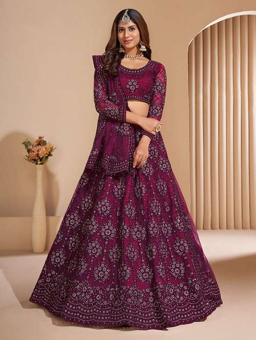 women embroidered flared lehenga choli with duppata set - 22042160 - Standard Image - 0