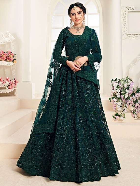 women embroidered flared lehenga choli with duppata set - 22042164 -  Zoom Image - 0