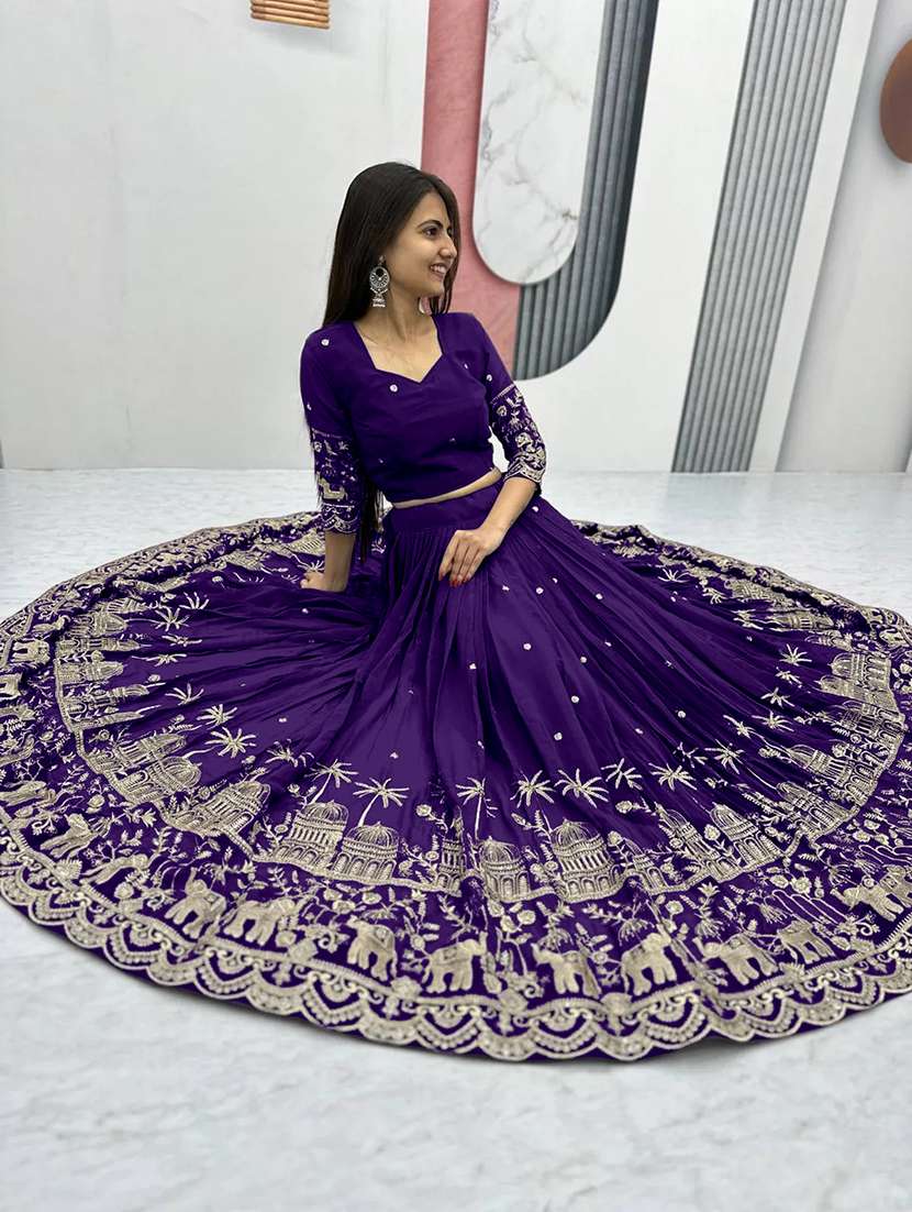 women embroidered flared lehenga choli with duppata set - 22042170 -  Standard Image - 3