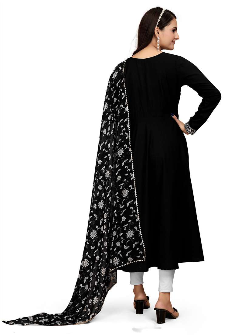 women solid long sleeve kurta dupatta set - 22042183 -  Standard Image - 3