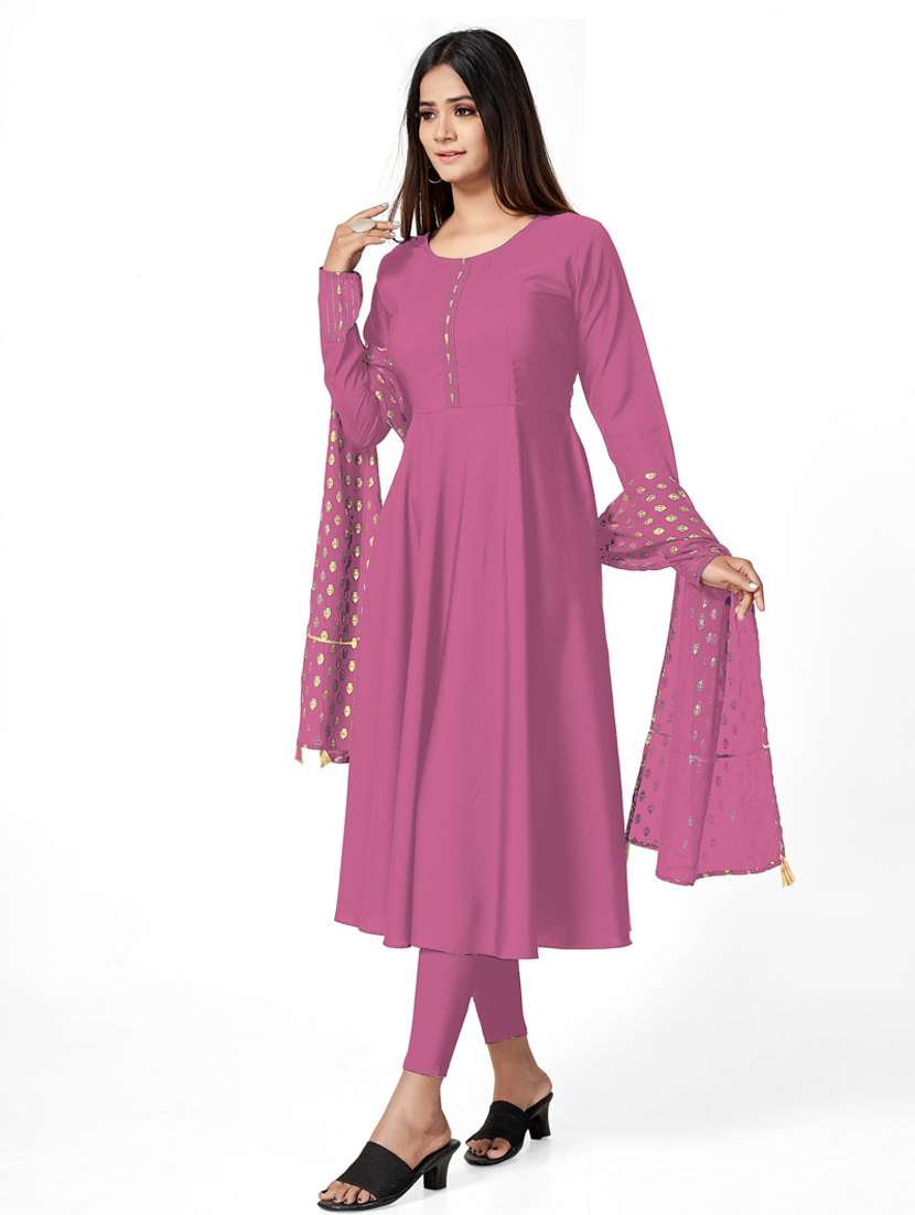 women solid long sleeve kurta and dupatta set - 22042187 -  Standard Image - 3