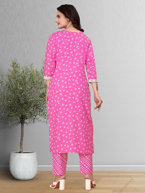 women printed three quarter sleeve kurta and pant set - 22042219 - Standard Image - 3