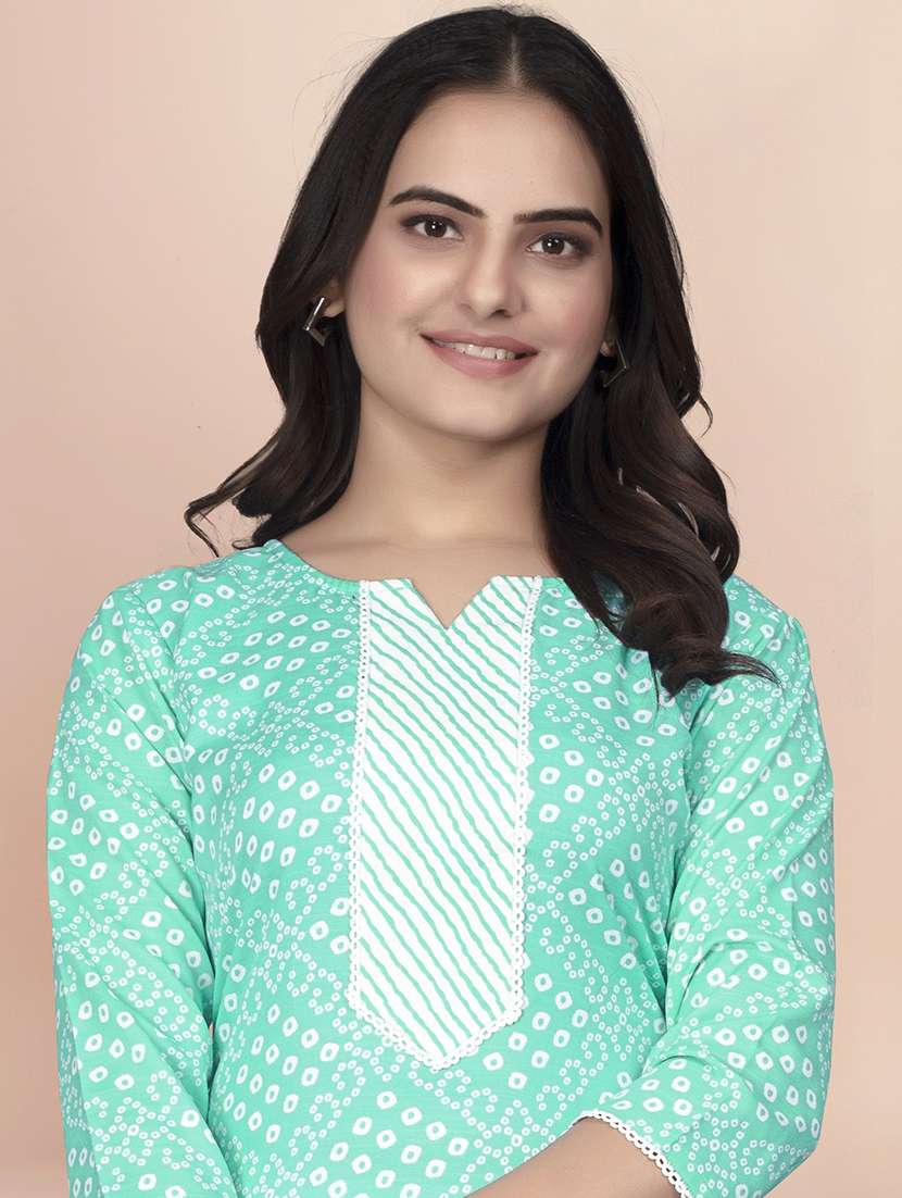 women printed three quarter sleeve kurta pant set - 22042222 - Standard Image - 3