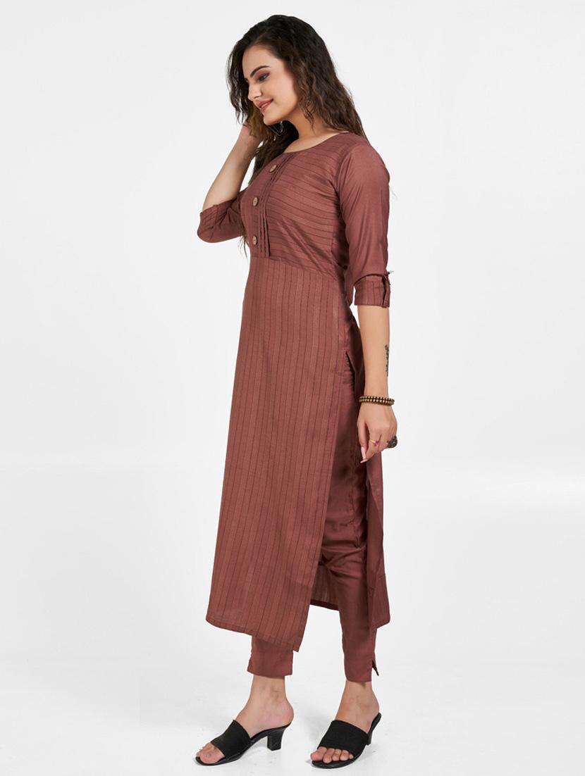 women printed three quarter sleeve kurta and pant set - 22042224 - Standard Image - 3