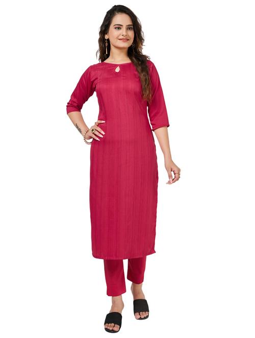 women printed three quarter sleeve kurta and pant set - 22042225 - Standard Image - 0