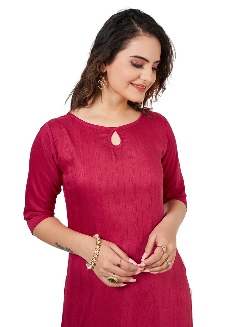 women printed three quarter sleeve kurta and pant set - 22042225 - Standard Image - 3