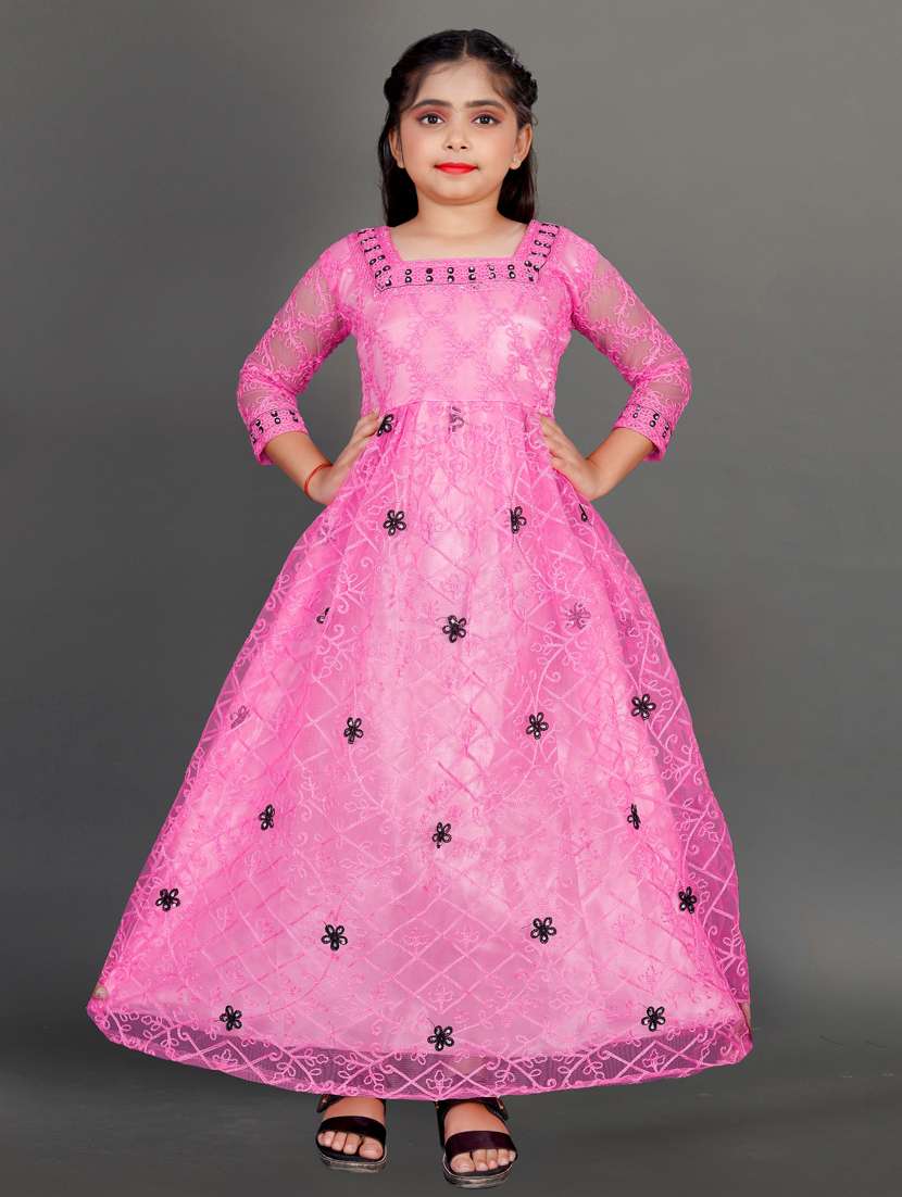 women pink embroidered fit & flare party gown - 22042230 - Zoom Image - 0