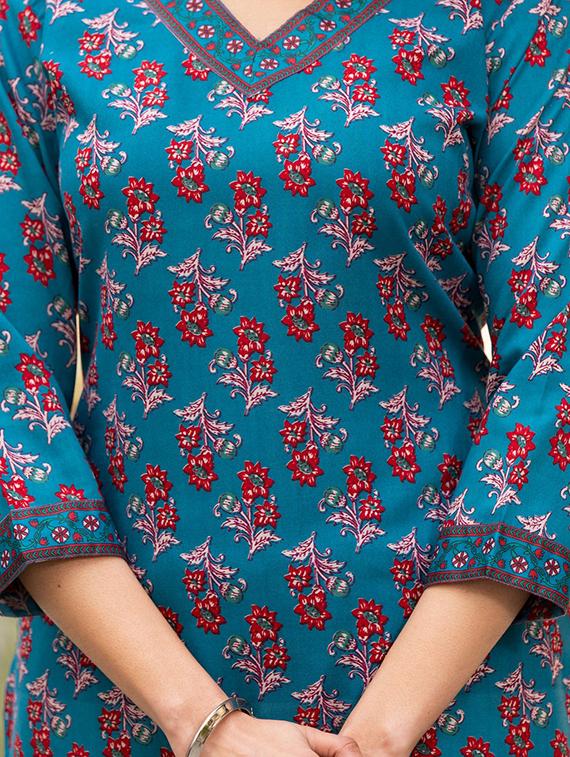 girls printed kurta and salwar with dupatta - 22042233 - Standard Image - 3