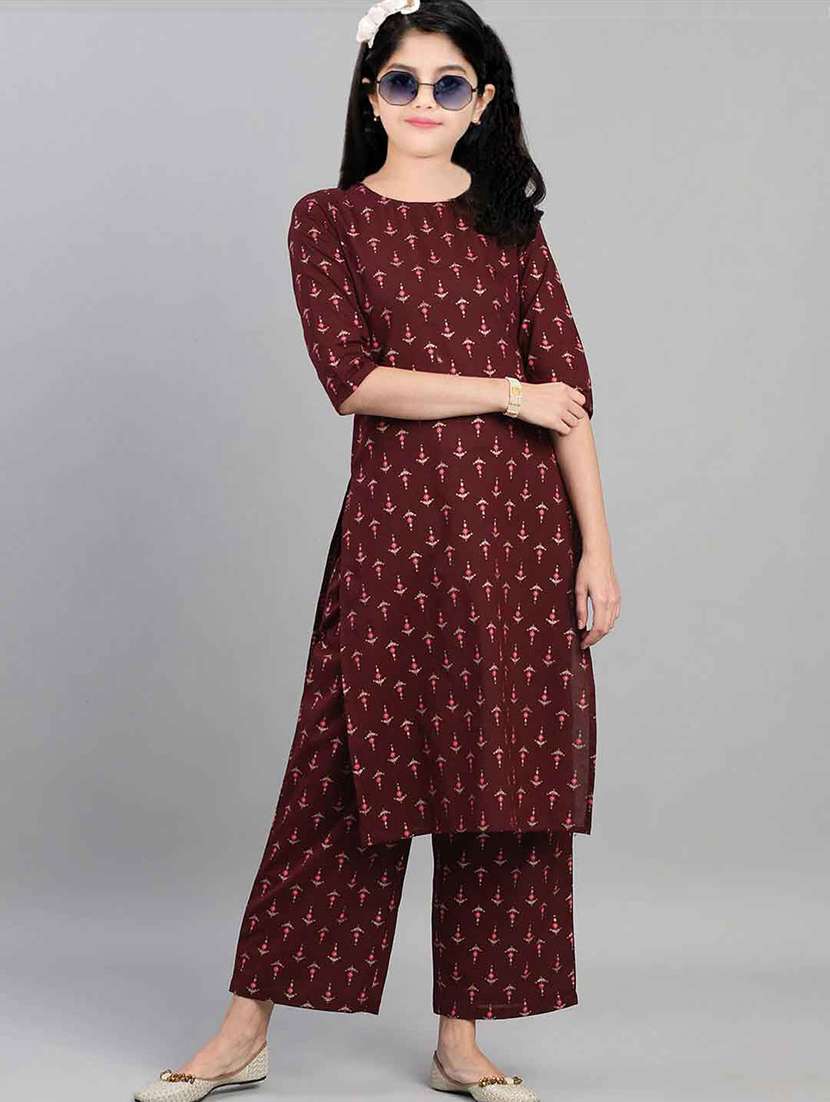 girls printed kurta and palazzo set - 22042261 - Zoom Image - 0