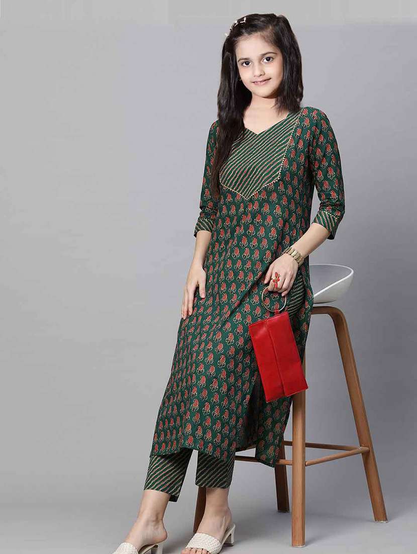 girls printed kurta and pant set - 22042262 -  Zoom Image - 0