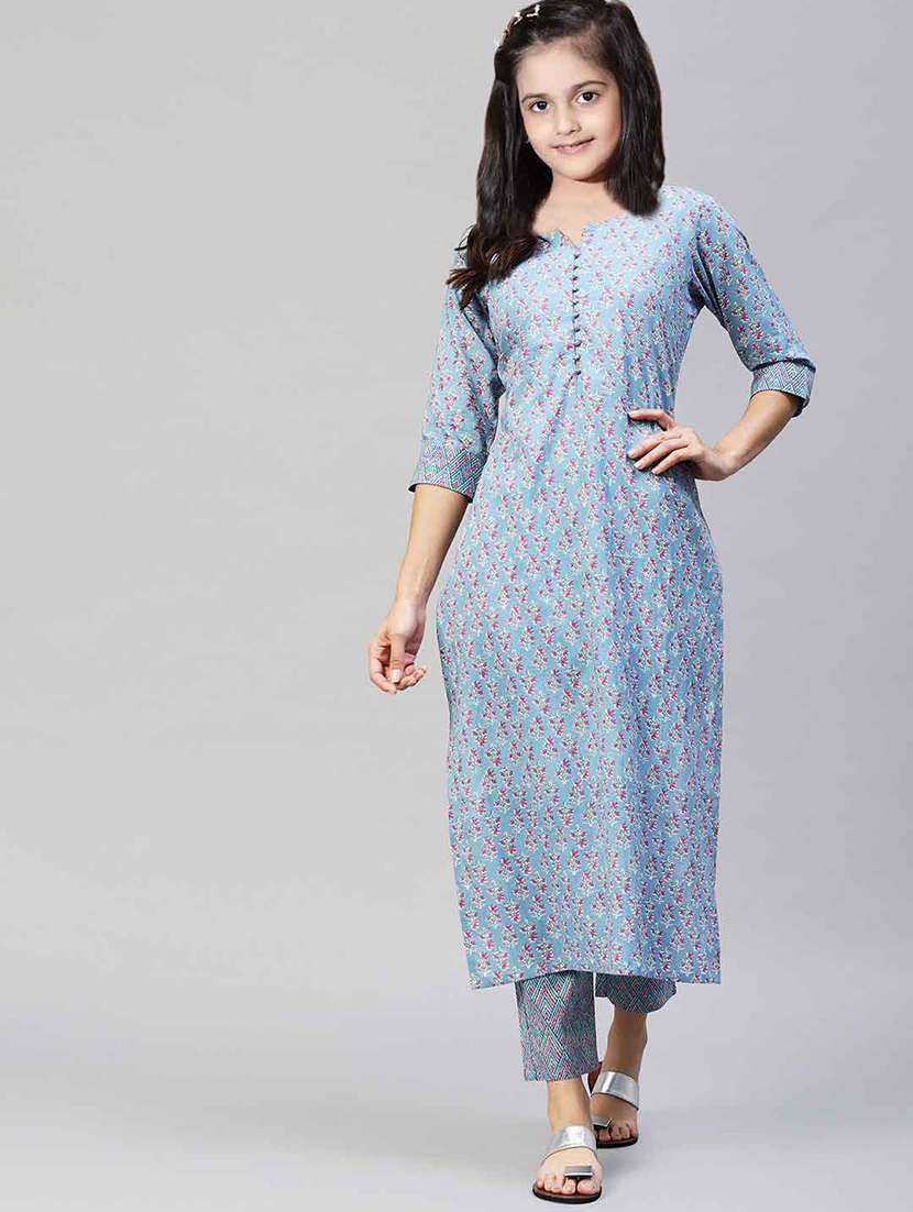 girls printed kurta and pant set - 22042263 -  Zoom Image - 0