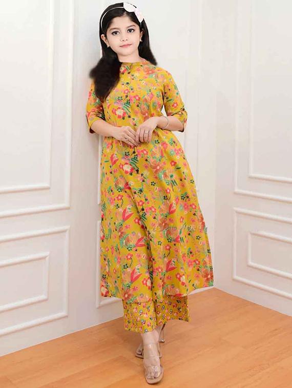 girls printed kurta and palazzo set - 22042278 - Zoom Image - 0