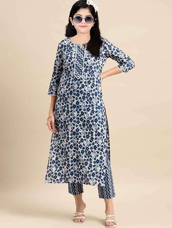 girls printed kurta and pant set - 22042280 - Zoom Image - 0