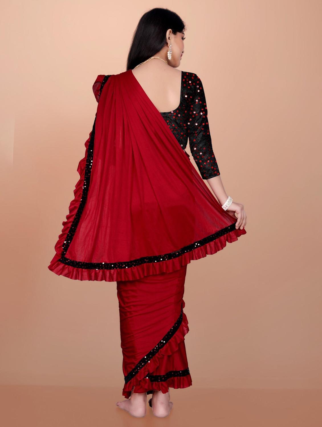 girls embellished ready to wear ruffle saree - 22042294 - Standard Image - 3