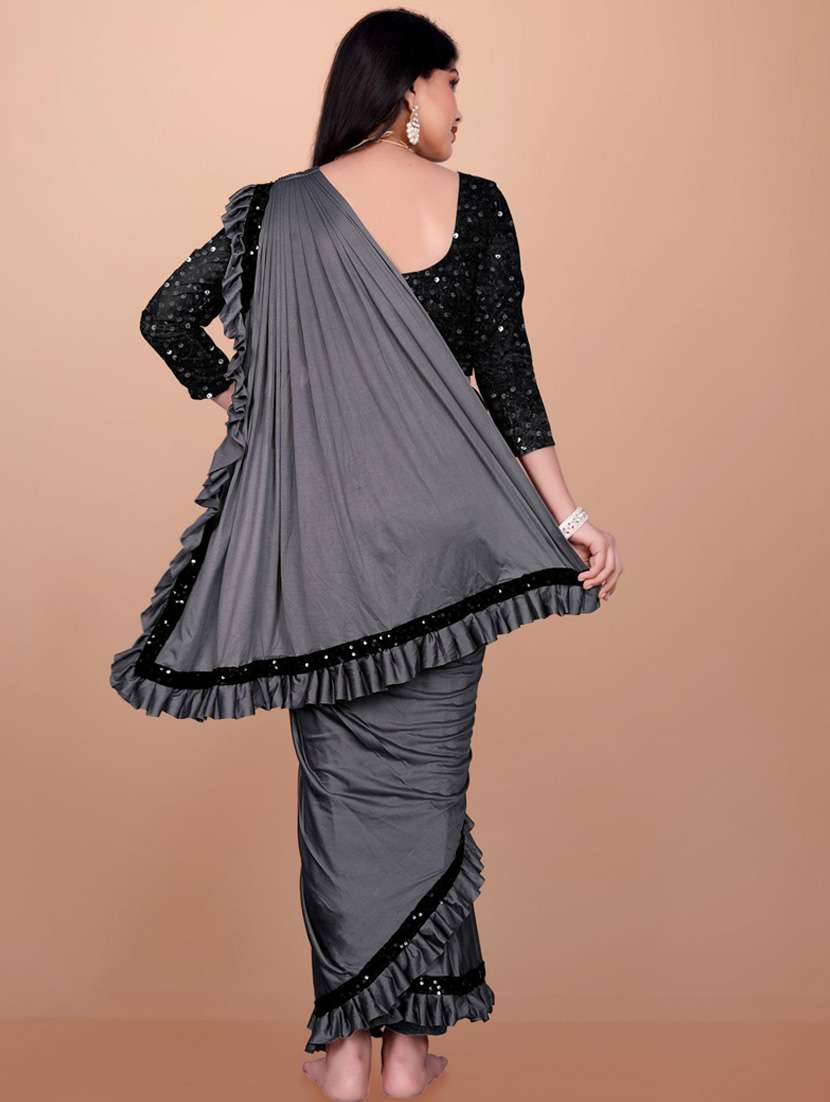 girls embellished ready to wear ruffle saree - 22042297 - Standard Image - 3