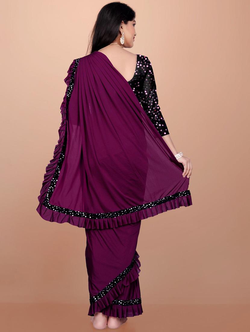 girls embellished ready to wear ruffle saree - 22042300 - Standard Image - 3