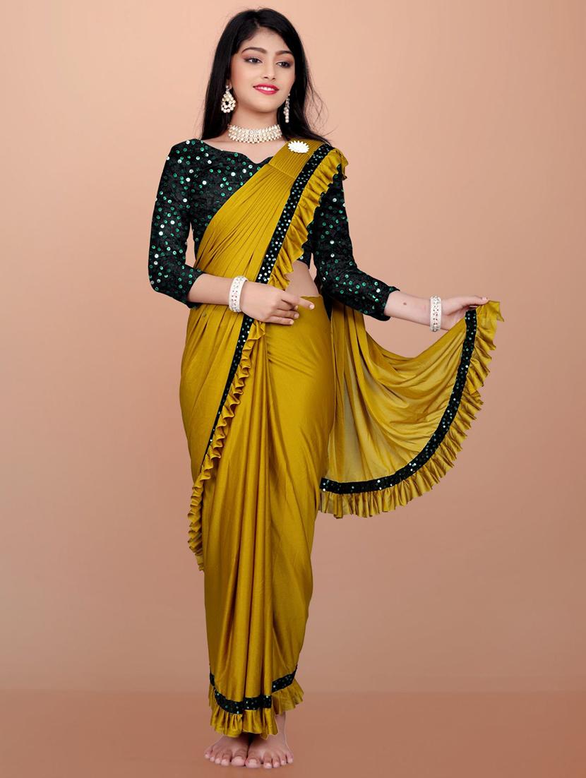 girls embellished ready to wear ruffle saree - 22042301 - Zoom Image - 0