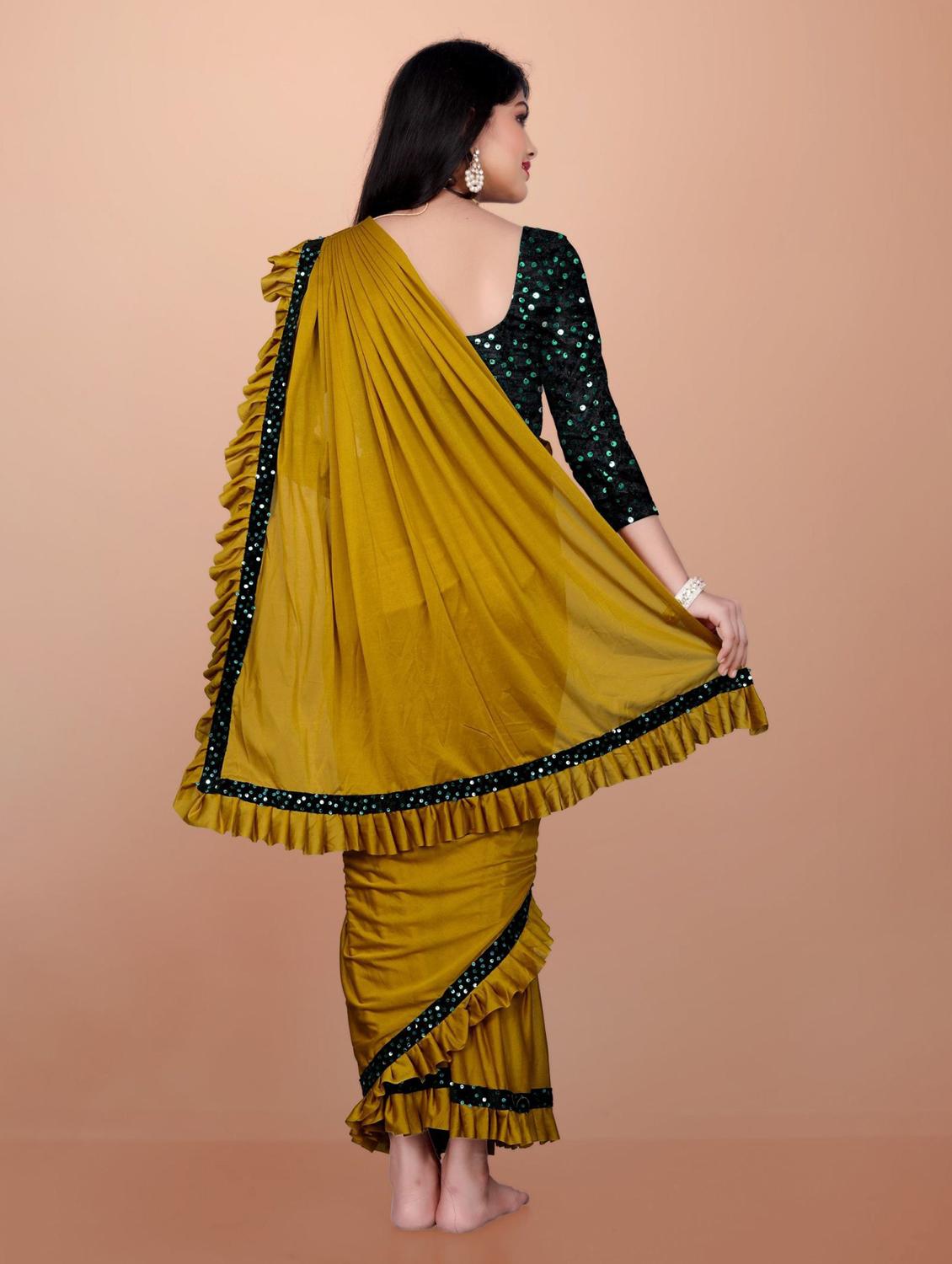 girls embellished ready to wear ruffle saree - 22042301 - Standard Image - 3