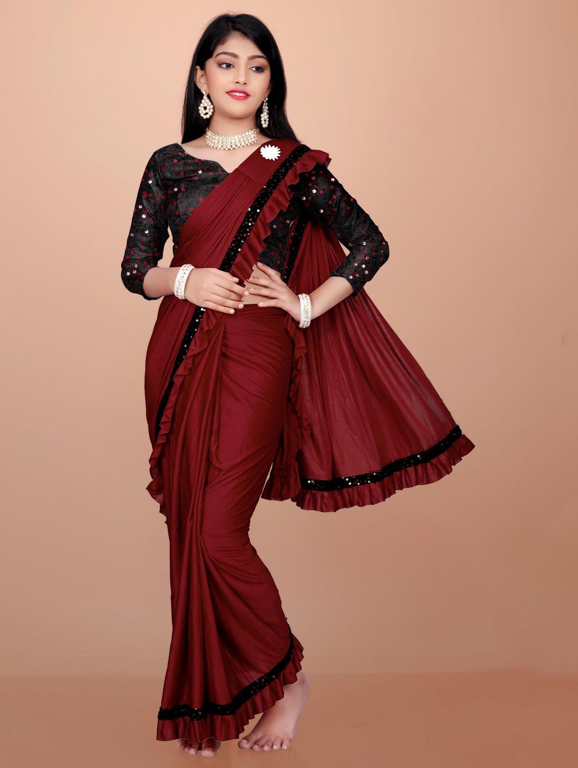 girls embellished ready to wear saree