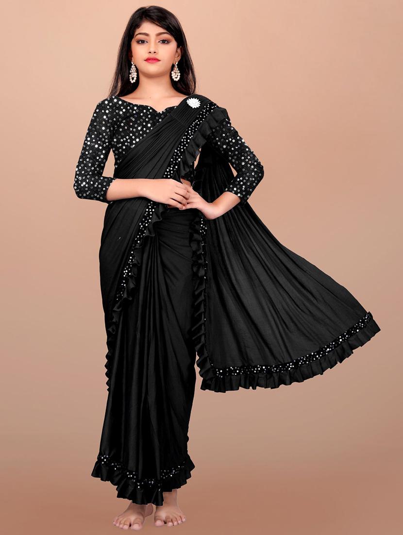 girls embellished ready to wear ruffle saree