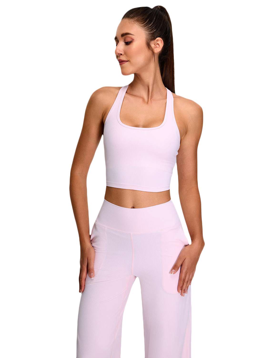 women pink solid active wear set