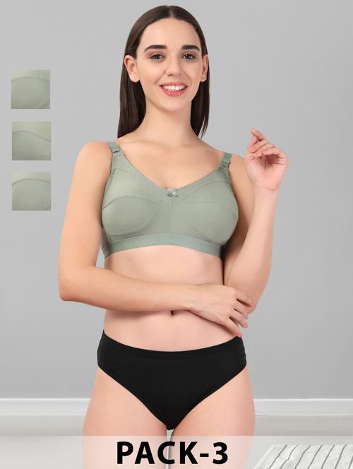 women pack of 3 solid bra and panty set - 22042374 - Standard Image - 0