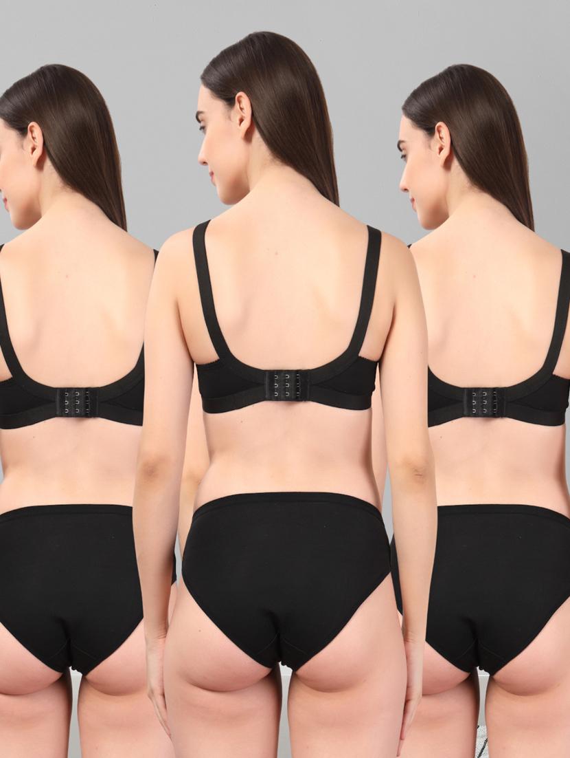 women pack of 3 solid bra and panty set - 22042378 - Standard Image - 5