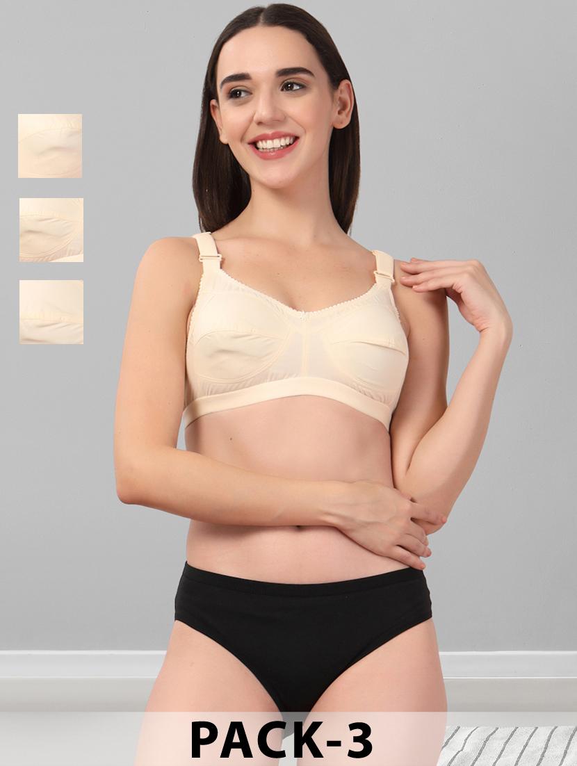 women pack of 3 solid bra and panty set