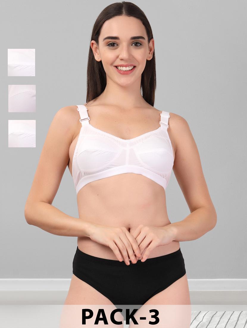 women pack of 3 solid bra and panty set