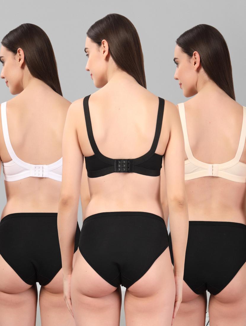 women pack of 3 solid bra and panty set - 22042381 - Standard Image - 5