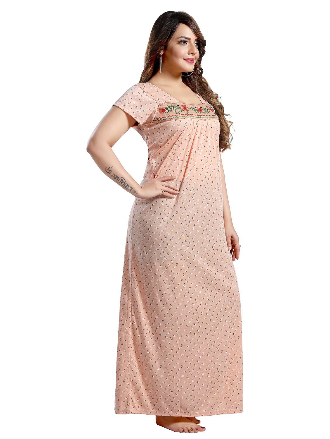 women printed short sleeve nighty - 22042384 -  Standard Image - 3