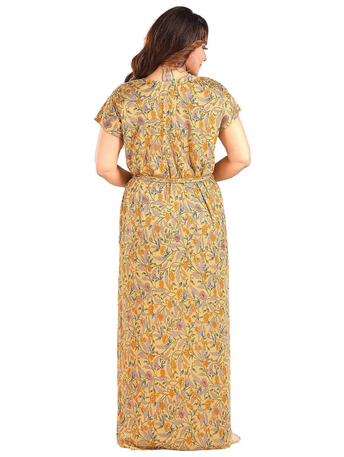 women floral printed short sleeve nighty - 22042387 -  Standard Image - 3