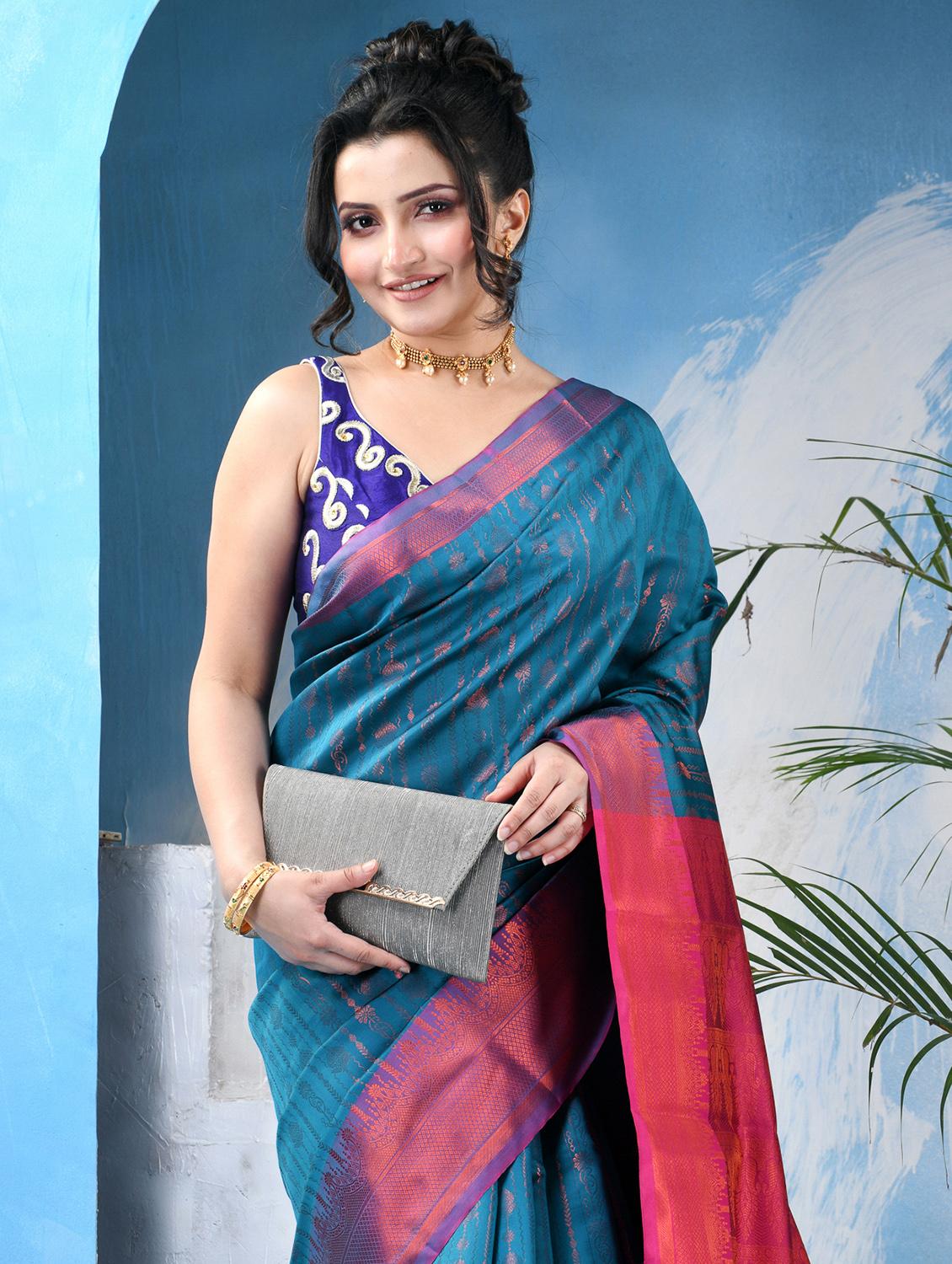 women self design banarasi saree with blouse - 22042436 - Standard Image - 3