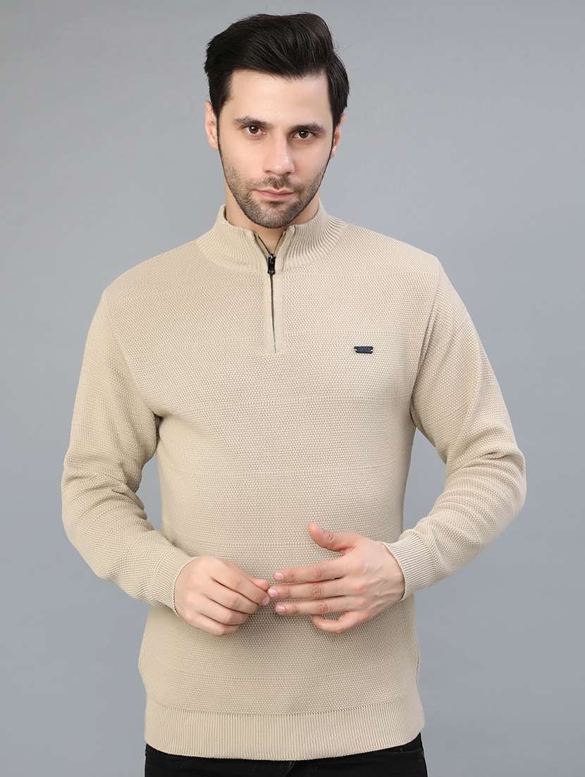 men self design long sleeve regular fit pullover 