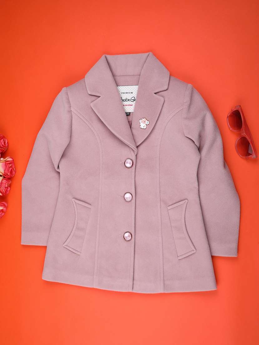 girls solid long sleeve regular coat