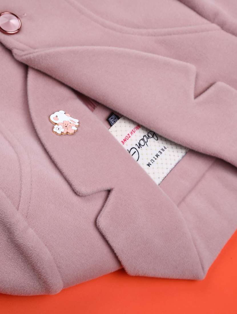 girls solid long sleeve regular coat - 22042597 -  Standard Image - 3