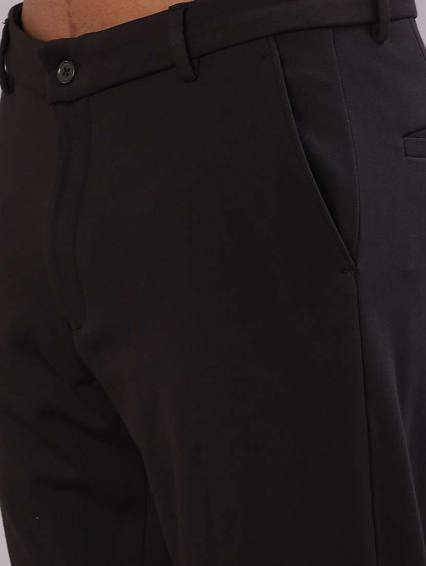 men solid mid rise flat front casual trouser - 22042616 -  Standard Image - 5